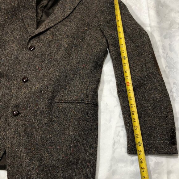 John Blair Mens Size 44 Speckled Brown Wool 3 Leather Button Blazer Suit Jacket - Picture 9 of 13